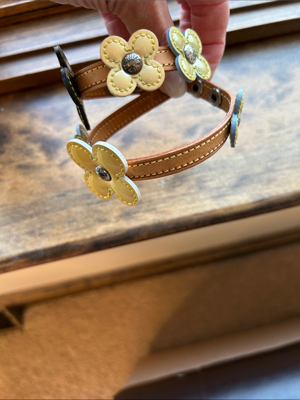 Louis Vuitton Floral Leather Bracelet in Yellow and Green - Picture 4 of 14